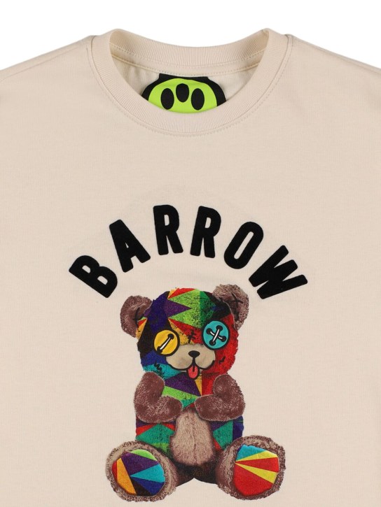 Barrow: 印花棉质平纹针织T恤 - 米黄色 - kids-boys_1 | Luisa Via Roma