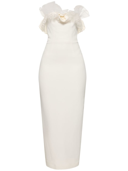 Alessandra Rich: Cady bustier dress w/ organza ruffles - Beyaz - women_0 | Luisa Via Roma