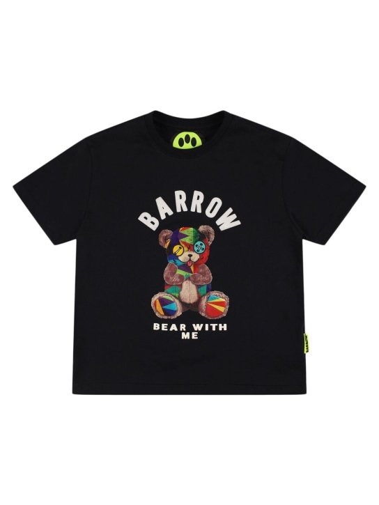 Barrow: T-shirt in jersey di cotone stampato - Nero - kids-boys_0 | Luisa Via Roma