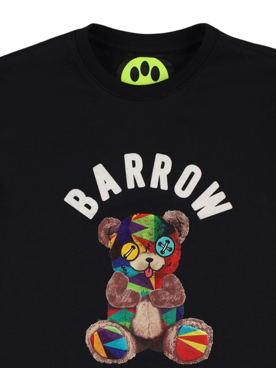 Barrow: 印花棉质平纹针织T恤 - 黑色 - kids-boys_1 | Luisa Via Roma