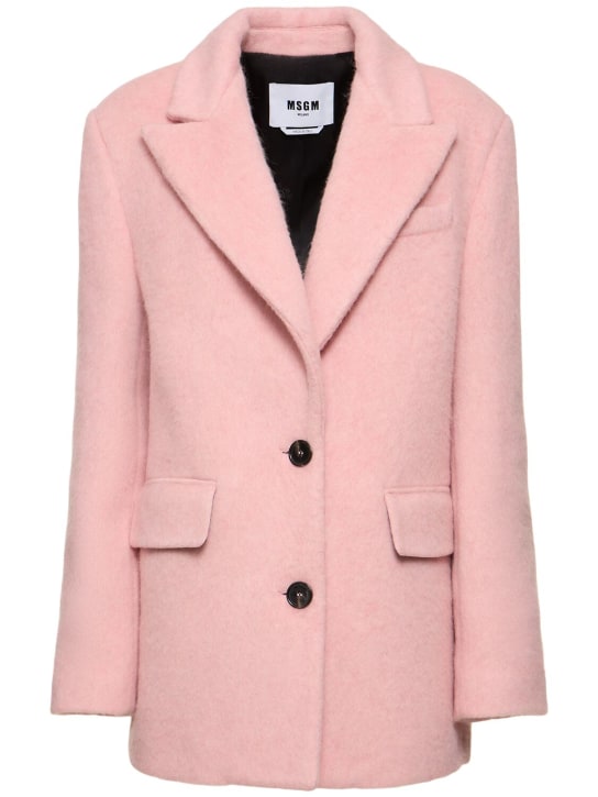 MSGM: Single breast wool blend short coat - women_0 | Luisa Via Roma