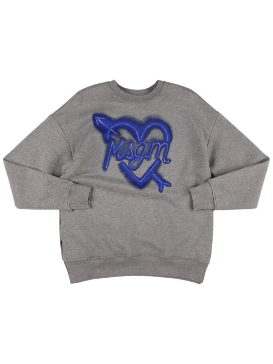 MSGM: Sweatshirt aus Bio-Baumwolle mit Logodruck - Grau - kids-girls_0 | Luisa Via Roma