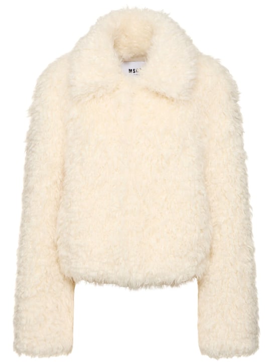 MSGM: Furry short coat - Beyaz - women_0 | Luisa Via Roma