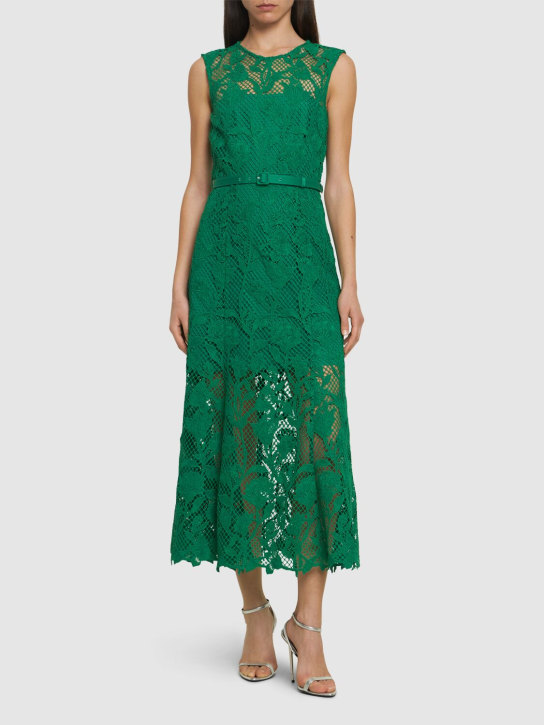 Self-portrait: Lace sleeveless midi dress - Yeşil - women_1 | Luisa Via Roma