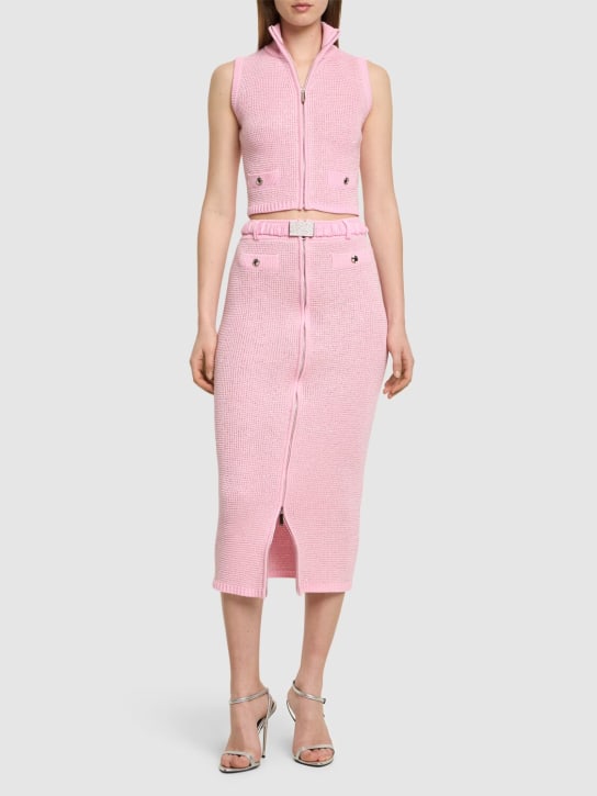 Alessandra Rich: Sequined cotton blend knit midi skirt - Pink - women_1 | Luisa Via Roma