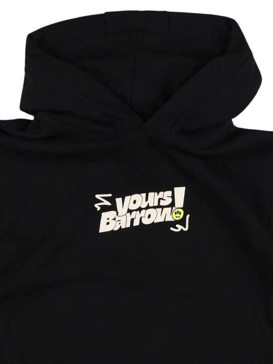Barrow: Printed cotton hoodie - Black - kids-boys_1 | Luisa Via Roma
