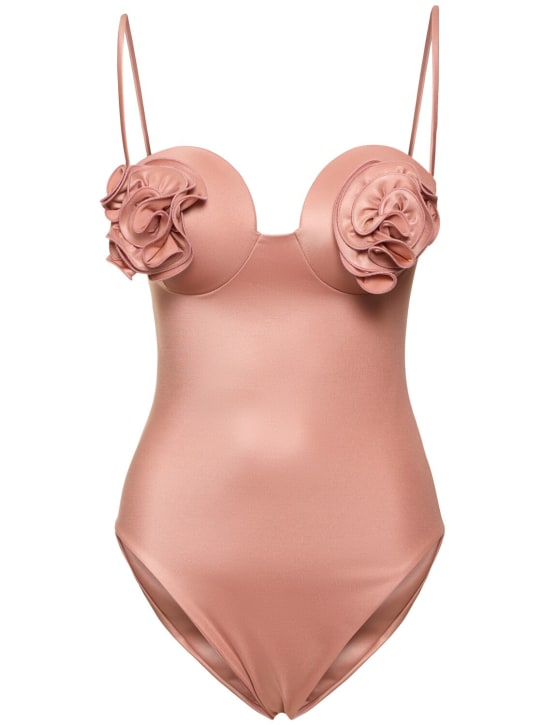 Magda Butrym: Lycra 3d flower one piece swimsuit - Pink - women_0 | Luisa Via Roma