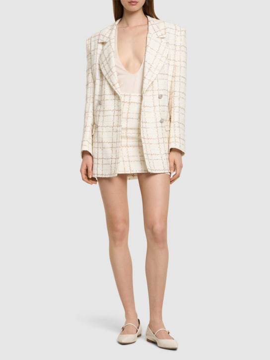Alessandra Rich: Veste oversize en tweed à carreaux et sequins - Multi Blanc - women_1 | Luisa Via Roma