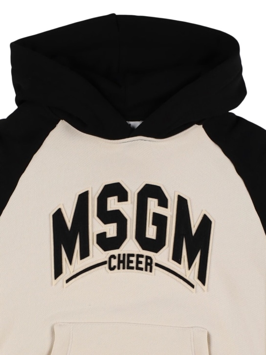 MSGM: Printed cotton sweatshirt hoodie - White/Black - kids-boys_1 | Luisa Via Roma