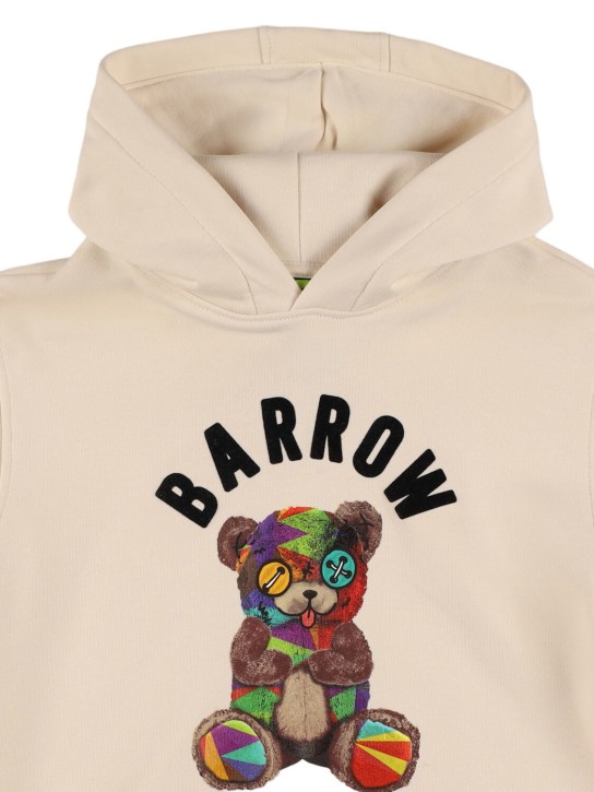 Barrow: Sweat-shirt en coton imprimé à capuche - Beige - kids-girls_1 | Luisa Via Roma
