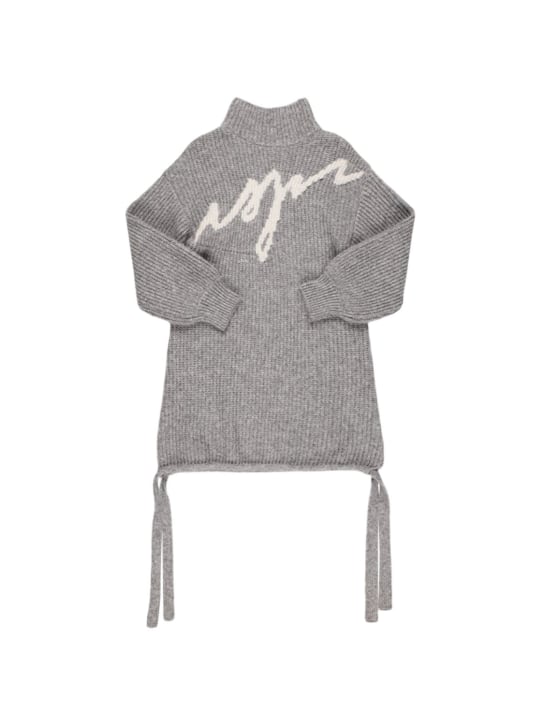 MSGM: Wool blend knit sweater dress - Grey - kids-girls_0 | Luisa Via Roma
