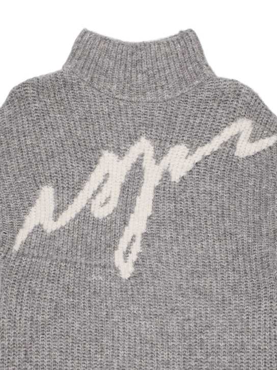 MSGM: Wool blend knit sweater dress - Grey - kids-girls_1 | Luisa Via Roma