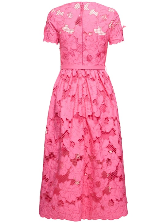 Self-portrait: Cotton blend lace midi dress - women_4 | Luisa Via Roma