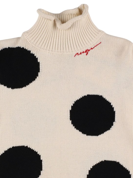 MSGM: Suéter de punto de mezcla de lana con cuello alto - Blanco/Negro - kids-girls_1 | Luisa Via Roma