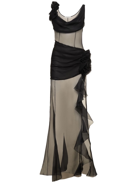 Alessandra Rich: Silk organza sheer evening dress - Black - women_0 | Luisa Via Roma