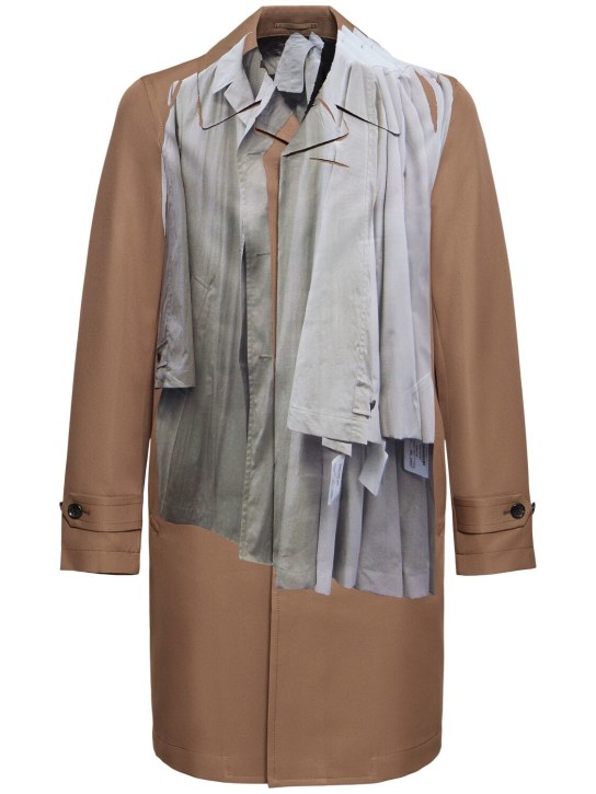 Comme des Garçons Homme Plus: Printed trench coat - Açık Kahverengi - men_0 | Luisa Via Roma