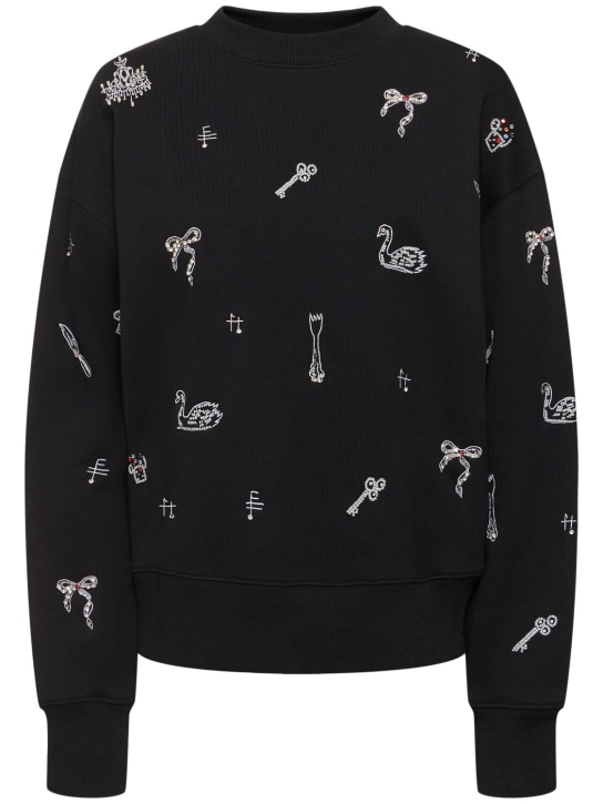 MSGM: Embellished crewneck sweatshirt - Multi/Black - women_0 | Luisa Via Roma