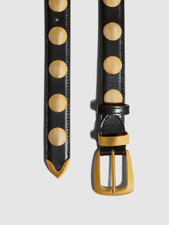 Khaite: 3cm Benny smooth leather & studs belt - Black - women_1 | Luisa Via Roma