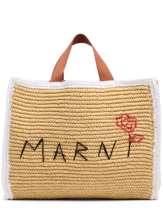 Marni: Medium raffia effect shopping bag - women_0 | Luisa Via Roma