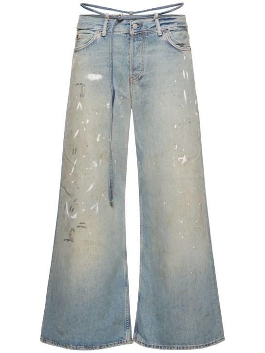 Acne Studios: 2004 low waist belted denim jeans - Açık Mavi - women_0 | Luisa Via Roma