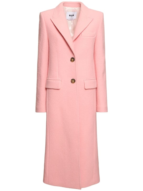 MSGM: 羊毛毡单排扣长款大衣 - 粉色 - women_0 | Luisa Via Roma