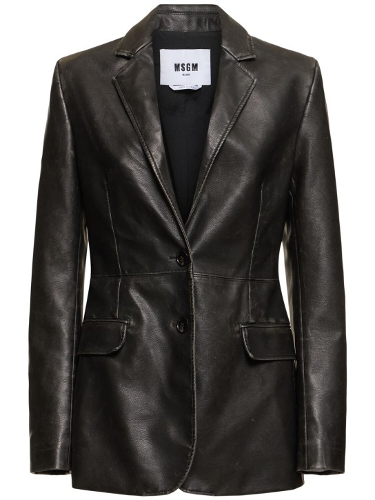 MSGM: Faux leather jacket - Black - women_0 | Luisa Via Roma