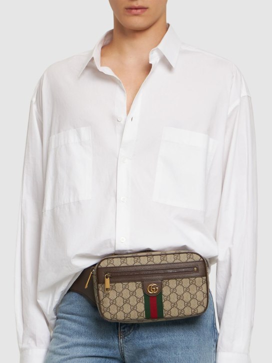 Gucci: Ophidia GG canvas belt bag - Bej/Kahverengi - men_1 | Luisa Via Roma