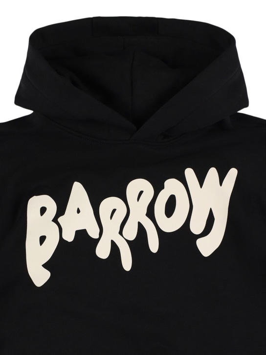 Barrow: Sweat-shirt en coton imprimé à capuche - Noir - kids-girls_1 | Luisa Via Roma