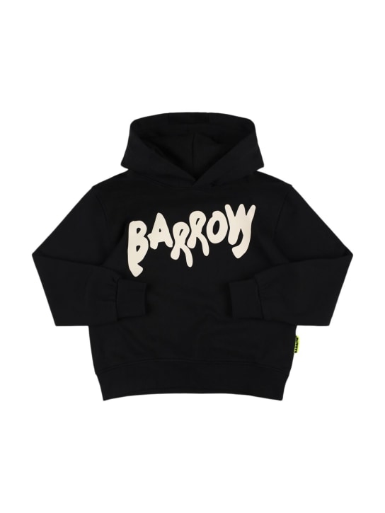 Barrow: Printed cotton hoodie - Black - kids-girls_0 | Luisa Via Roma
