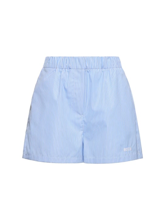 MSGM: Cotton poplin shorts - Açık Mavi - women_0 | Luisa Via Roma