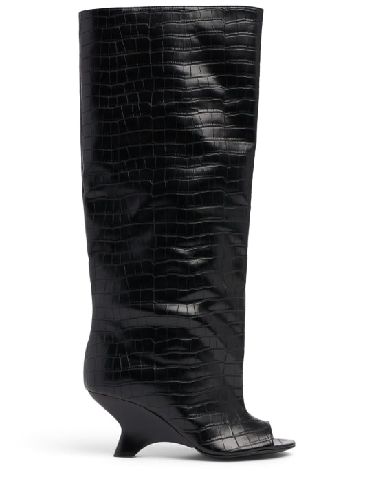 Gia Borghini: Ninette faux leather boots - Siyah - women_0 | Luisa Via Roma