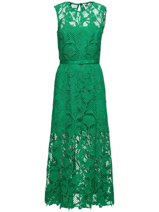 Self-portrait: Lace sleeveless midi dress - Yeşil - women_0 | Luisa Via Roma