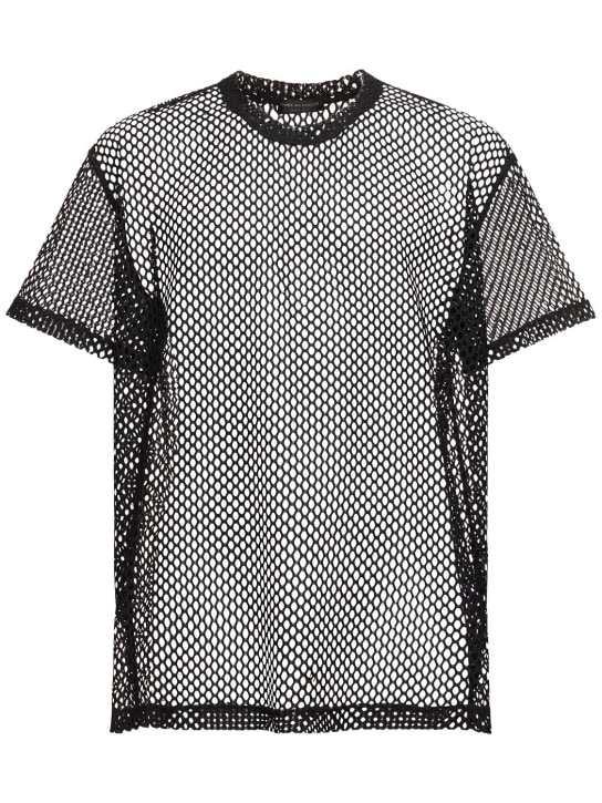 Comme des Garçons Homme Plus: T-shirt en mesh - Noir - men_0 | Luisa Via Roma