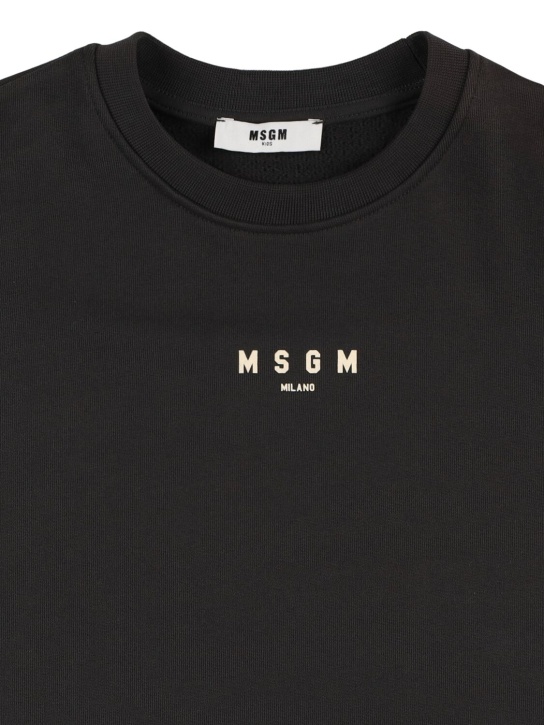 MSGM: Sweat-shirt en coton imprimé - Gris Foncé - kids-boys_1 | Luisa Via Roma