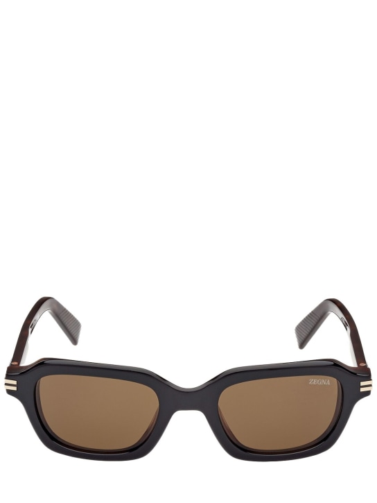 Zegna: Squared sunglasses - Black/Brown - men_0 | Luisa Via Roma