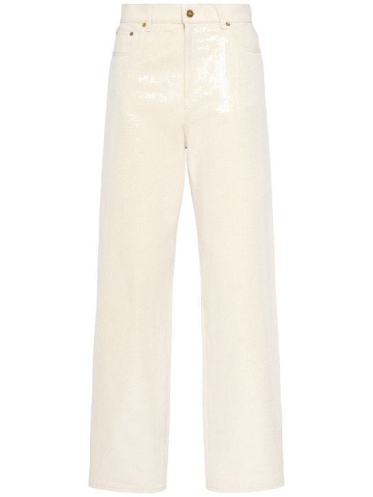 Golden Goose: Journey Kim denim jeans w/ sequins - Ecru - women_0 | Luisa Via Roma