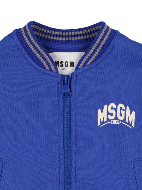 MSGM: 코튼 혼방 봄버 재킷 - 블루 - kids-boys_1 | Luisa Via Roma