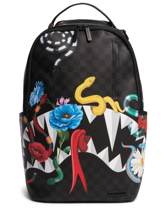 SPRAYGROUND: Shark print canvas backpack - Black - kids-girls_0 | Luisa Via Roma