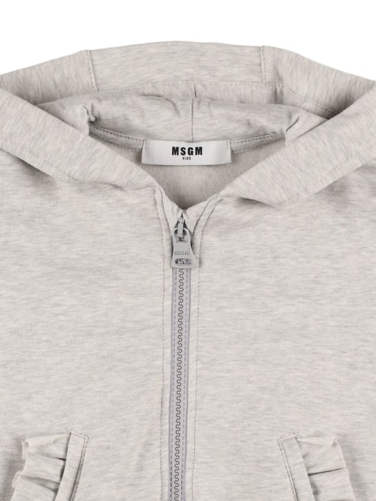 MSGM: Cotton sweatshirt & sweatpants - Gri - kids-girls_1 | Luisa Via Roma