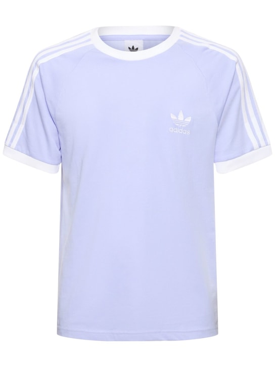 adidas Originals: 3 Stripes コットンTシャツ - ライトブルー - men_0 | Luisa Via Roma