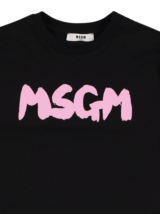 MSGM: T-shirt in jersey di cotone con logo - kids-girls_1 | Luisa Via Roma