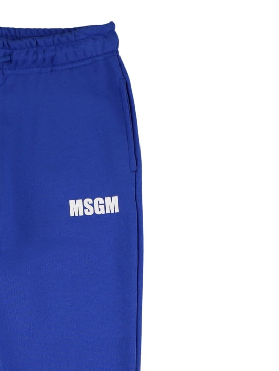 MSGM: Pantalones de felpa de algodón - Azul - kids-girls_1 | Luisa Via Roma