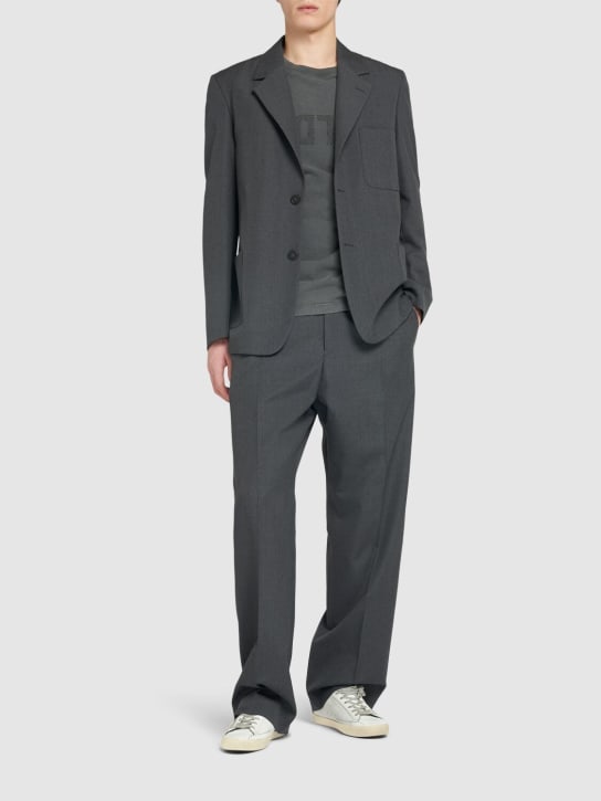 Golden Goose: Journey virgin wool single breast jacket - Anthracite - men_1 | Luisa Via Roma