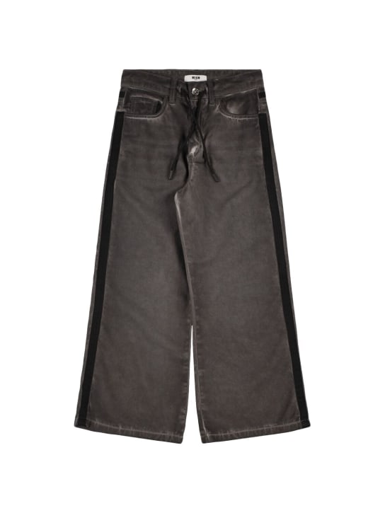 MSGM: Pantalones de drill de algodón - Negro - kids-girls_0 | Luisa Via Roma