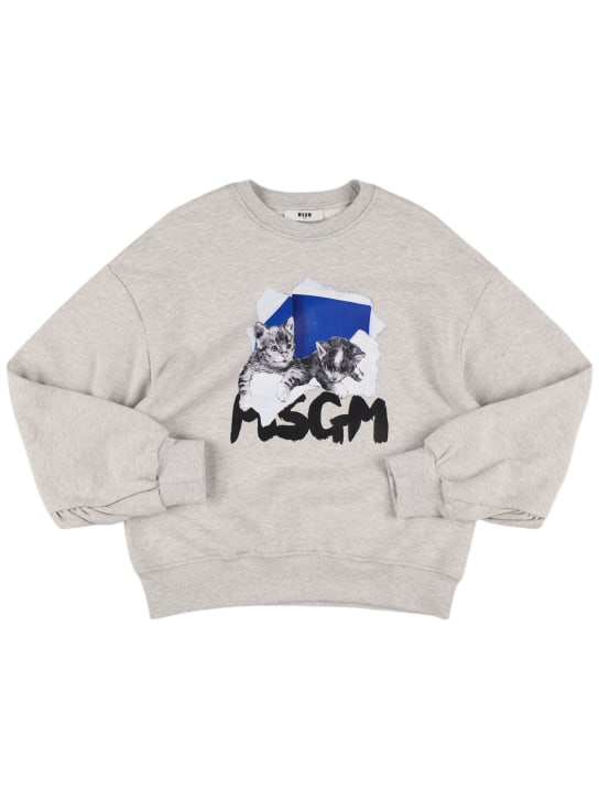 MSGM: Sweatshirt aus Baumwolle mit Logodruck - Grau - kids-girls_0 | Luisa Via Roma