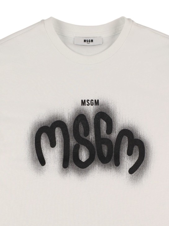 MSGM: Printed cotton jersey t-shirt - White - kids-boys_1 | Luisa Via Roma
