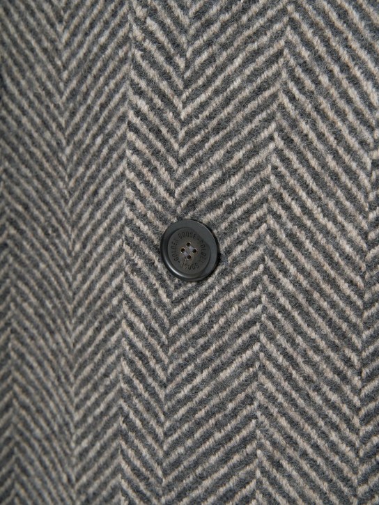 Golden Goose: Golden virgin wool single breasted coat - Anthracite - men_4 | Luisa Via Roma