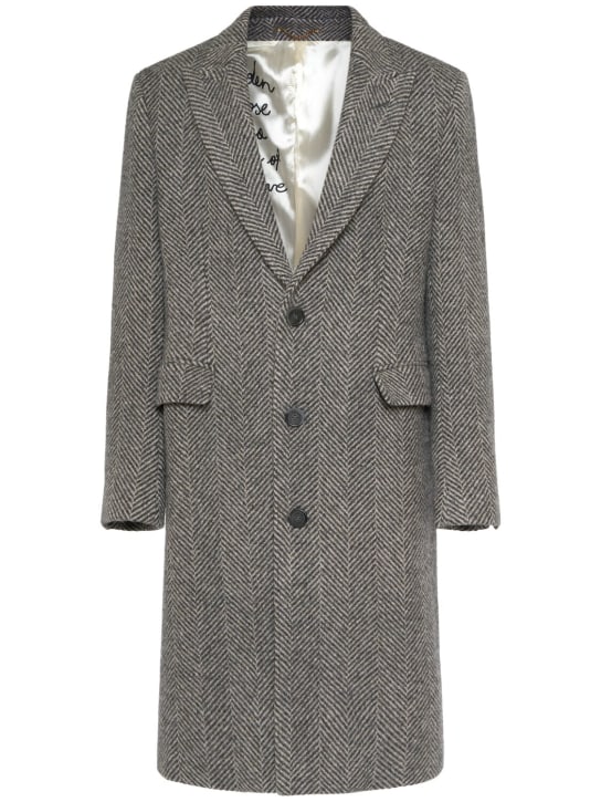 Golden Goose: Golden virgin wool single breasted coat - Anthracite - men_0 | Luisa Via Roma