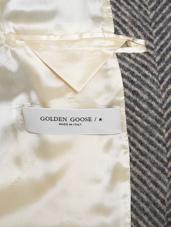 Golden Goose: Golden virgin wool single breasted coat - Anthracite - men_5 | Luisa Via Roma