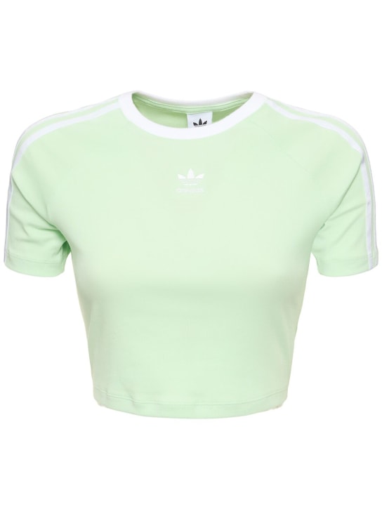 adidas Originals: 3 Stripes Tシャツ - ライトグリーン - women_0 | Luisa Via Roma